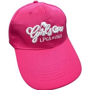 Girls Golf LPGA USGA Pink Embroidered Baseball Cap Hat Adjustable